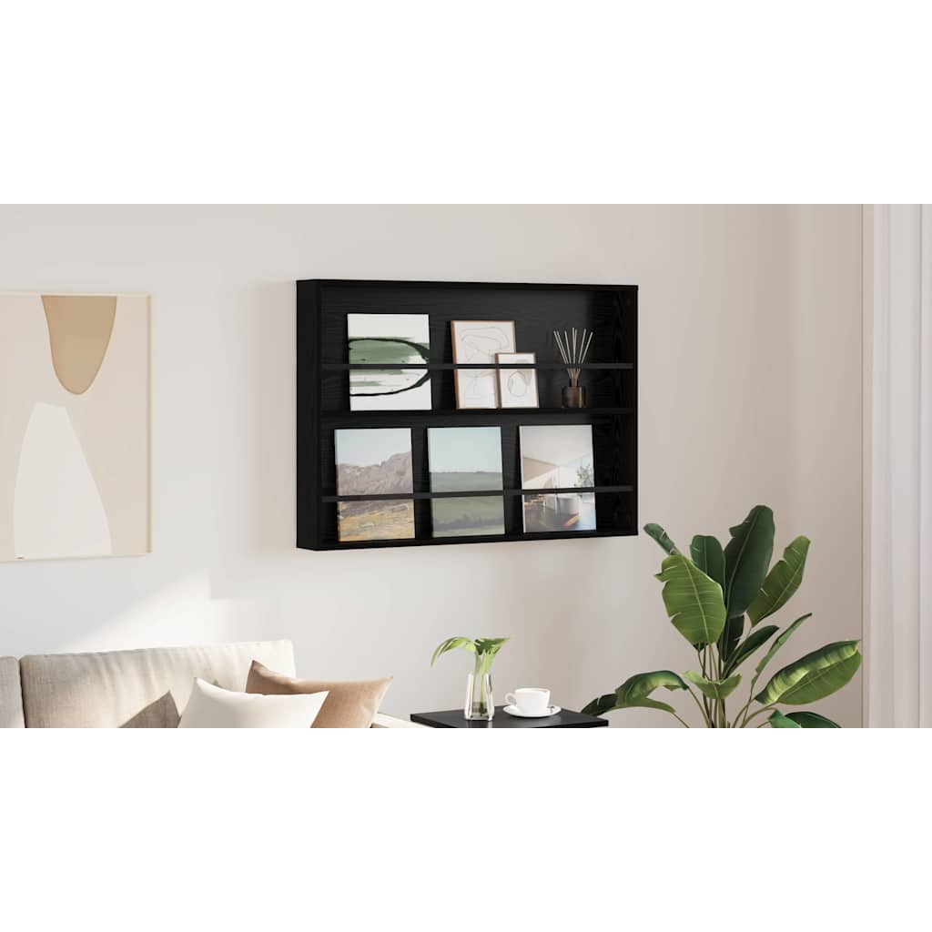 Magazine Rack Black Oak 100 x 12 x 70 cm Engineered Wood