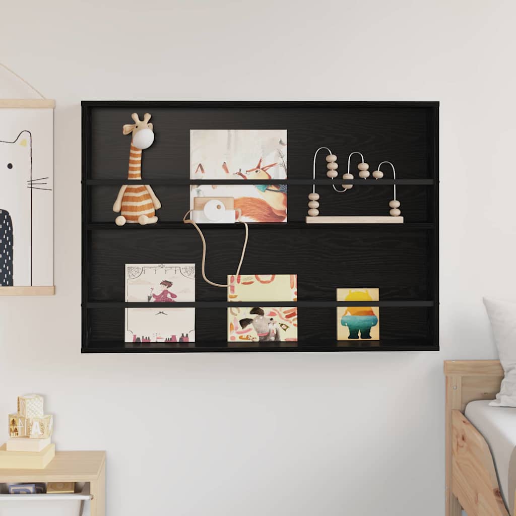 Magazine Rack Black Oak 100 x 12 x 70 cm Engineered Wood