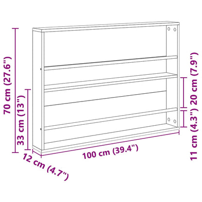 Magazine Rack Black Oak 100 x 12 x 70 cm Engineered Wood