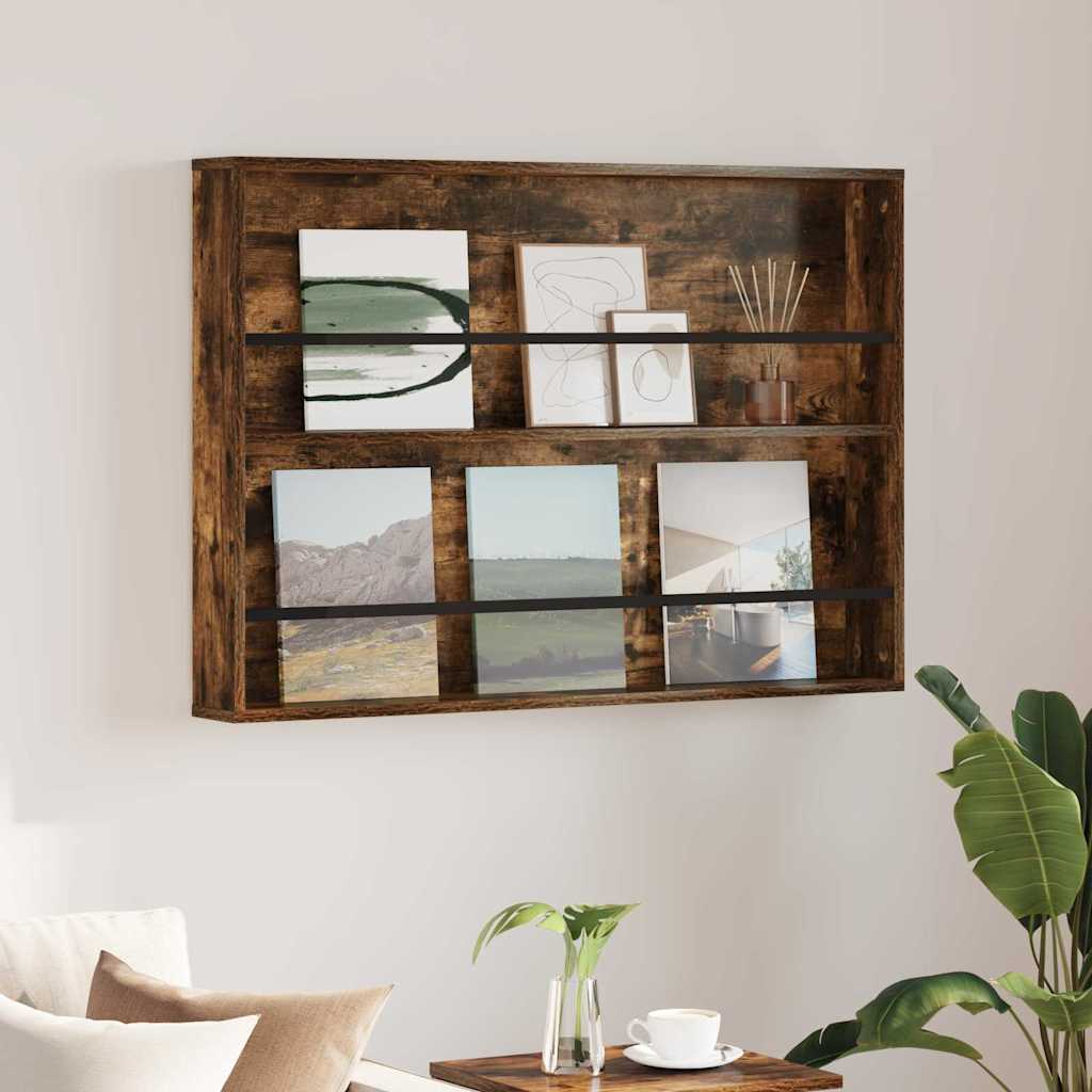 Magazine Rack Smoked Oak 100 x 12 x 70 cm Engineered Wood