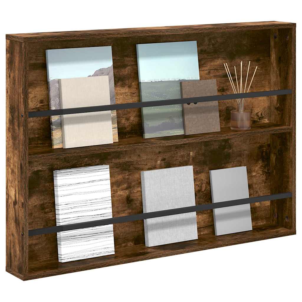 Magazine Rack Smoked Oak 100 x 12 x 70 cm Engineered Wood