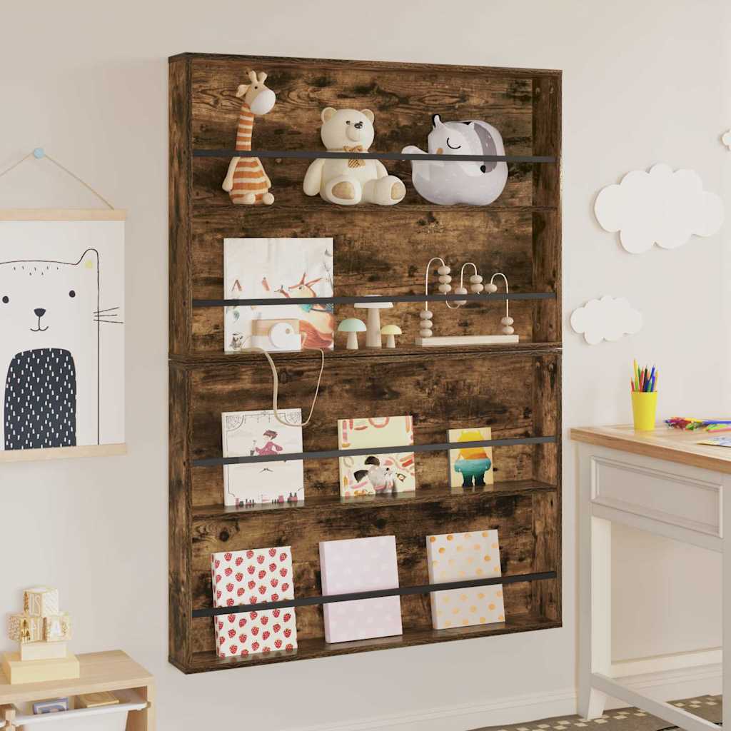 Magazine Rack 2 pcs Smoked Oak 100 x 12 x 70 cm Engineered Wood