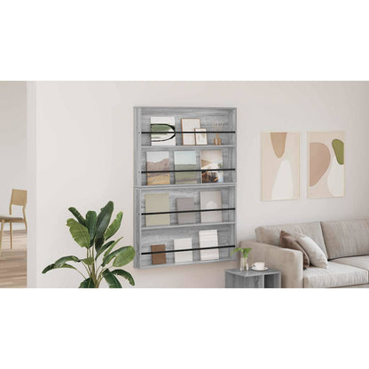 Magazine Rack with Shelf 2 pcs Grey Sonoma 100 x 12 x 70 cm