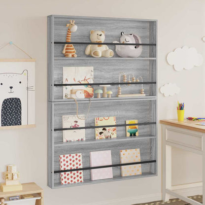 Magazine Rack with Shelf 2 pcs Grey Sonoma 100 x 12 x 70 cm