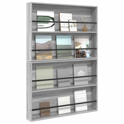 Magazine Rack with Shelf 2 pcs Grey Sonoma 100 x 12 x 70 cm