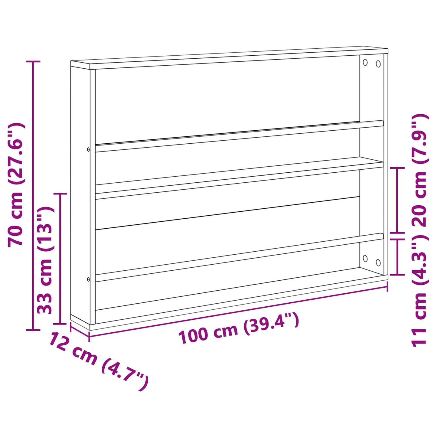 Magazine Rack Old Wood 100 x 12 x 70 cm Engineered Wood