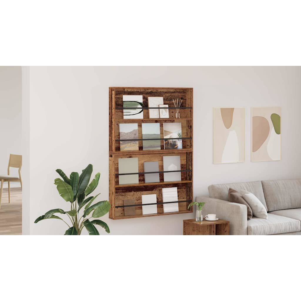 Magazine Rack 2 pcs Old Wood 100 x 12 x 70 cm Engineered Wood