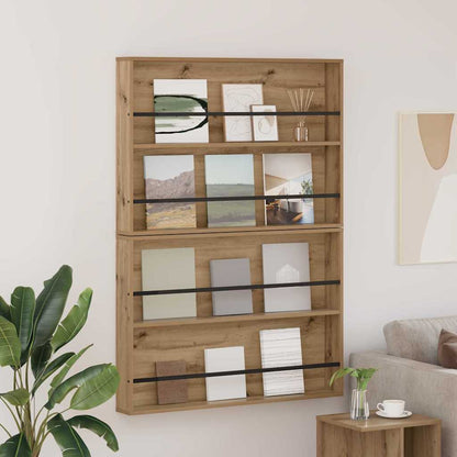 Magazine Rack with Shelf 2 pcs Artisan Oak 100 x 12 x 70 cm