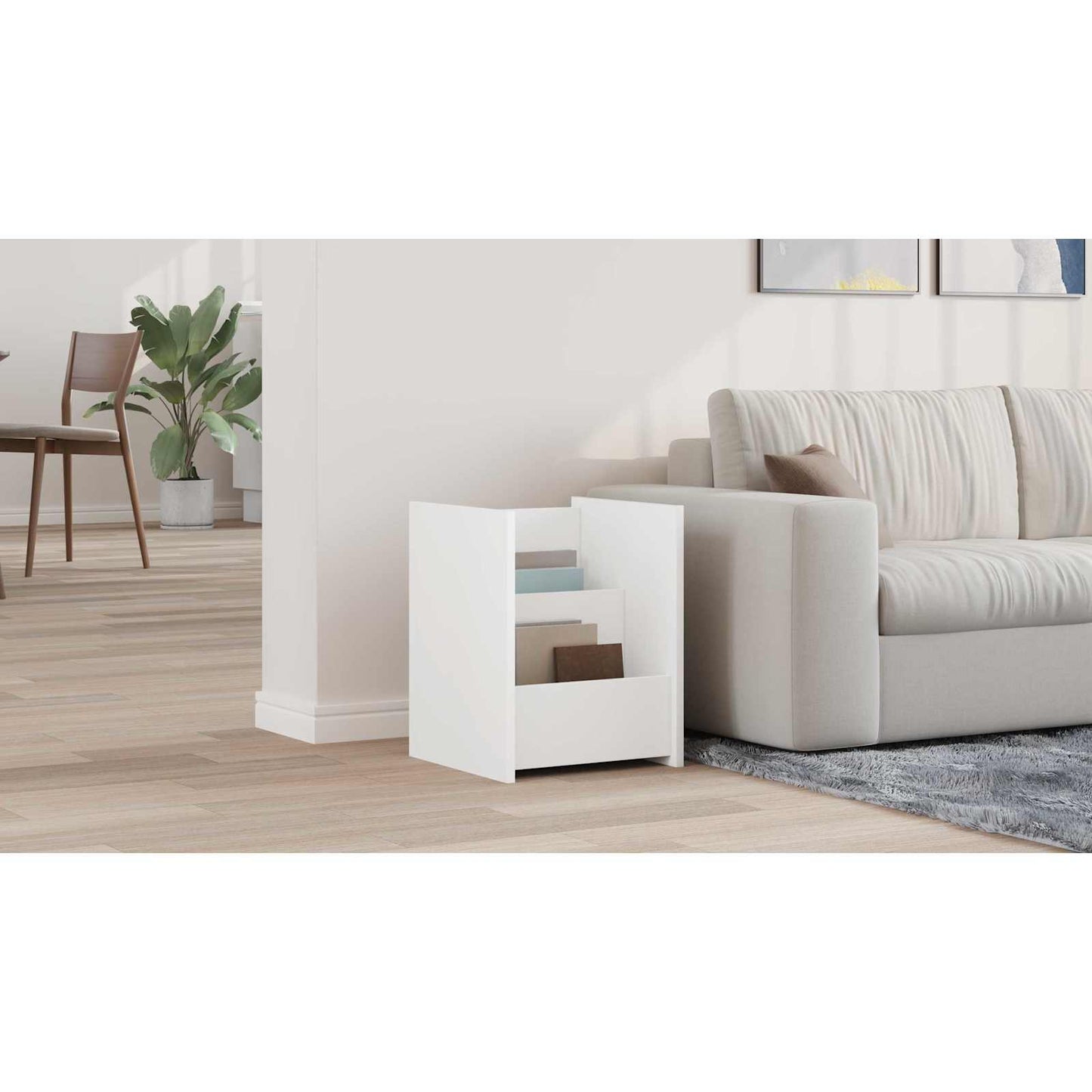 Magazine Rack with Shelf White 35 x 35 x 45 cm Engineered Wood