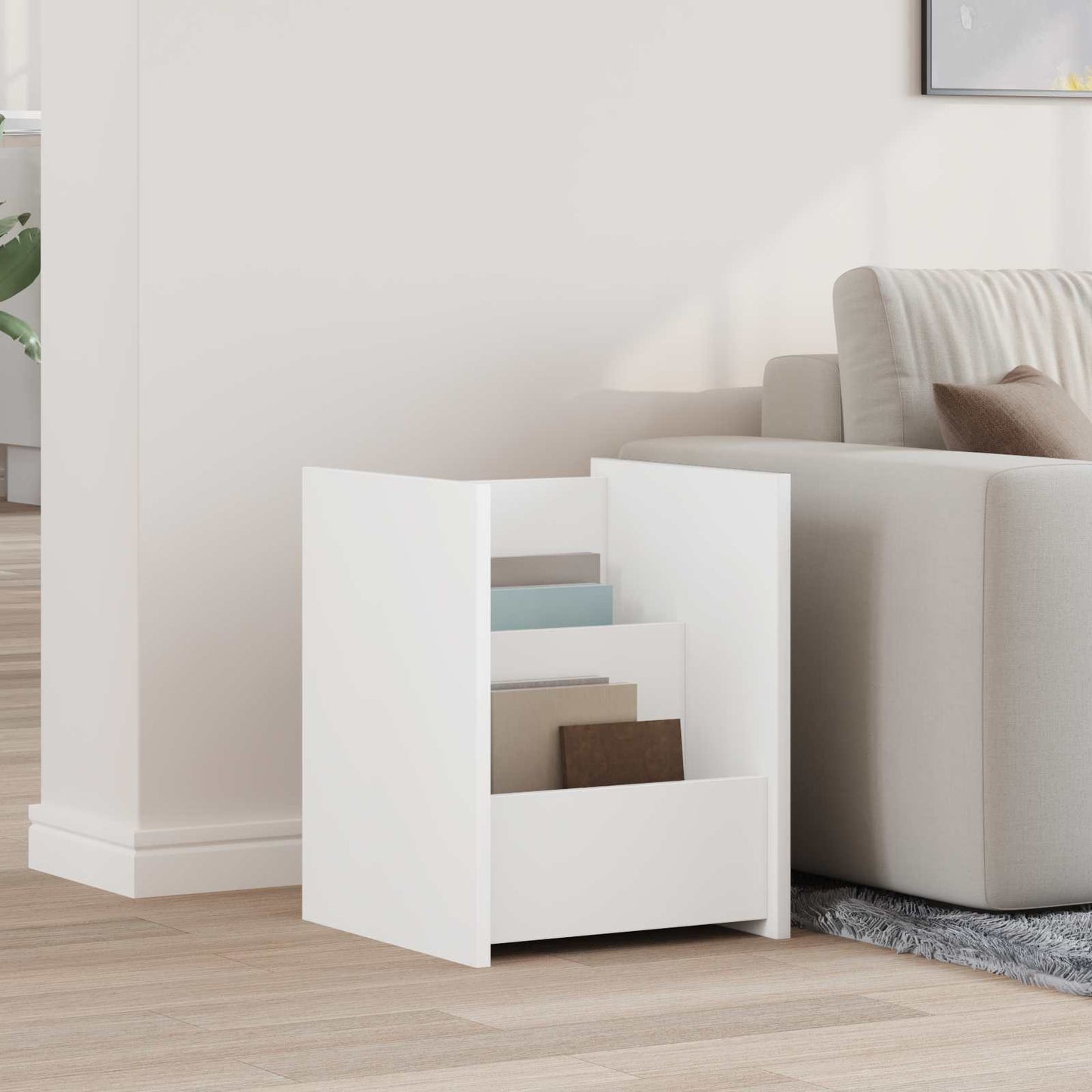 Magazine Rack with Shelf White 35 x 35 x 45 cm Engineered Wood