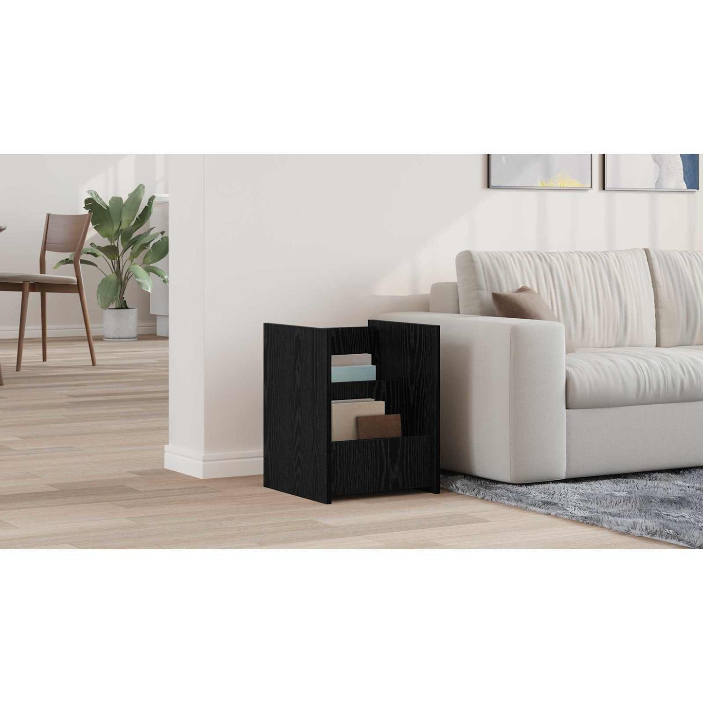 Magazine Rack Black Oak 35 x 35 x 45 cm Engineered Wood