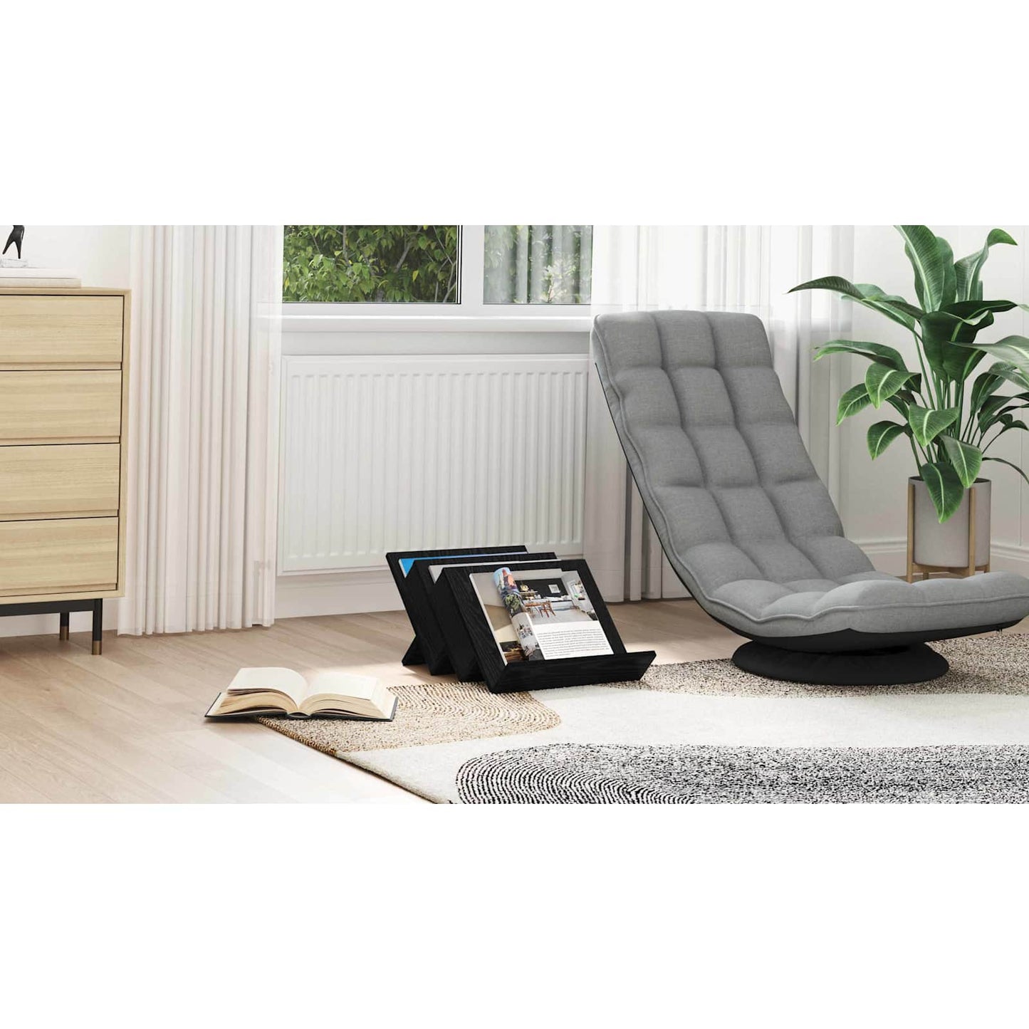Magazine Rack Black Oak 53 x 40 x 28.5 cm Engineered Wood