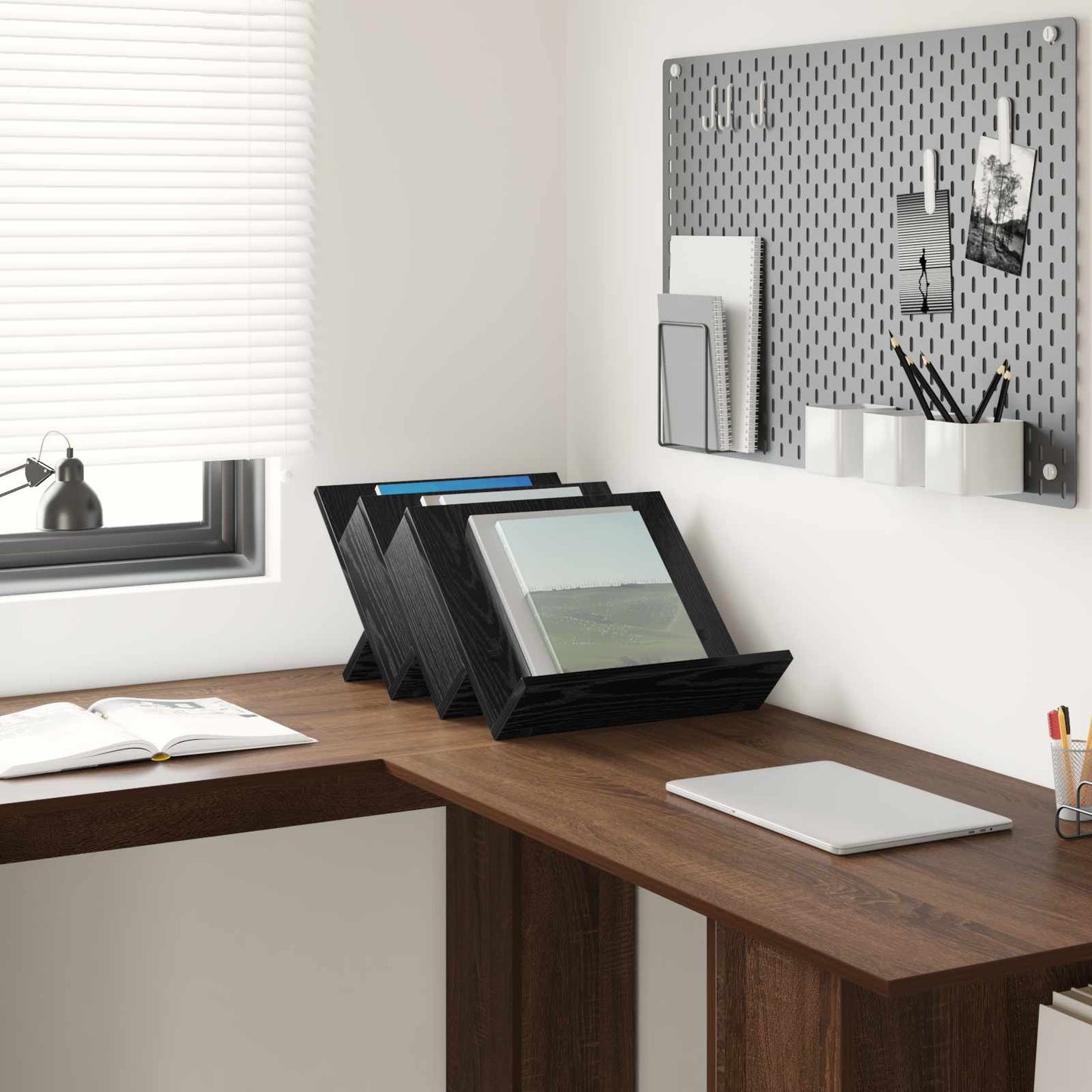 Magazine Rack Black Oak 53 x 40 x 28.5 cm Engineered Wood