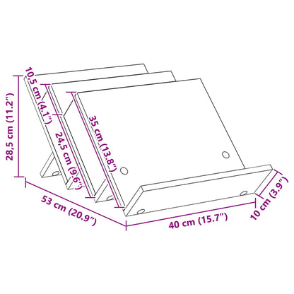 Magazine Rack Black Oak 53 x 40 x 28.5 cm Engineered Wood