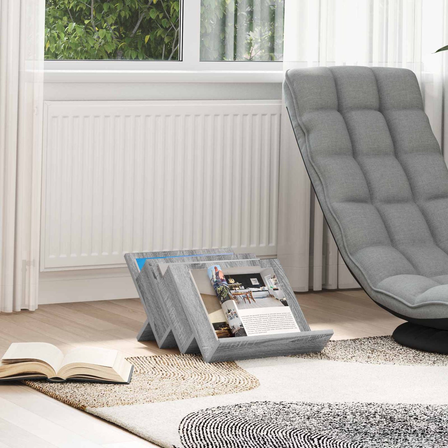 Magazine Rack Grey Sonoma 53 x 40 x 28.5 cm Engineered Wood