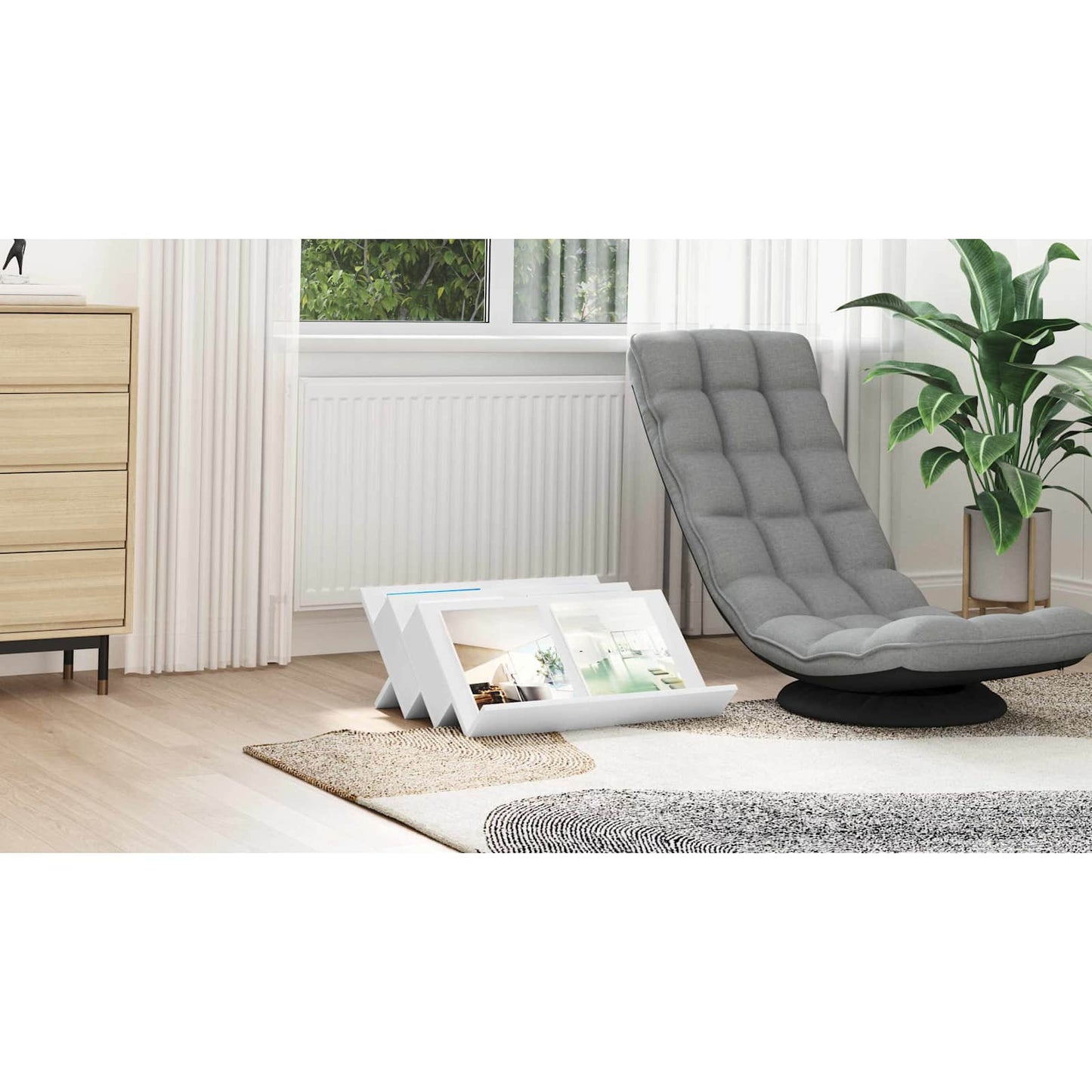 Magazine Rack White 65 x 53 x 28.5 cm Engineered Wood