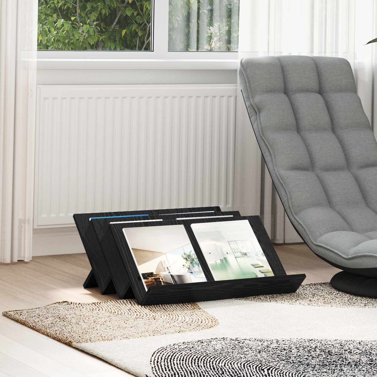 Magazine Rack Black Oak 65 x 53 x 28.5 cm Engineered Wood