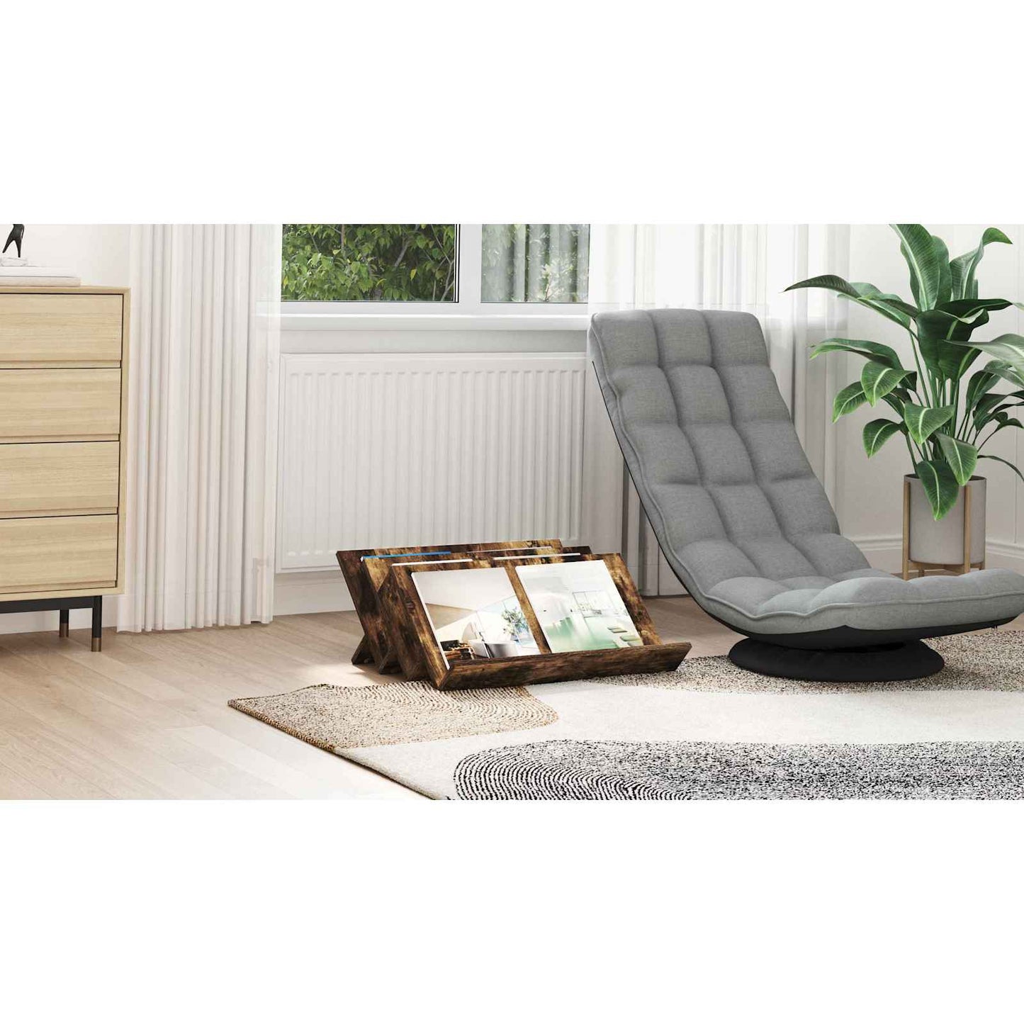 Magazine Rack Smoked Oak 65 x 53 x 28.5 cm Engineered Wood