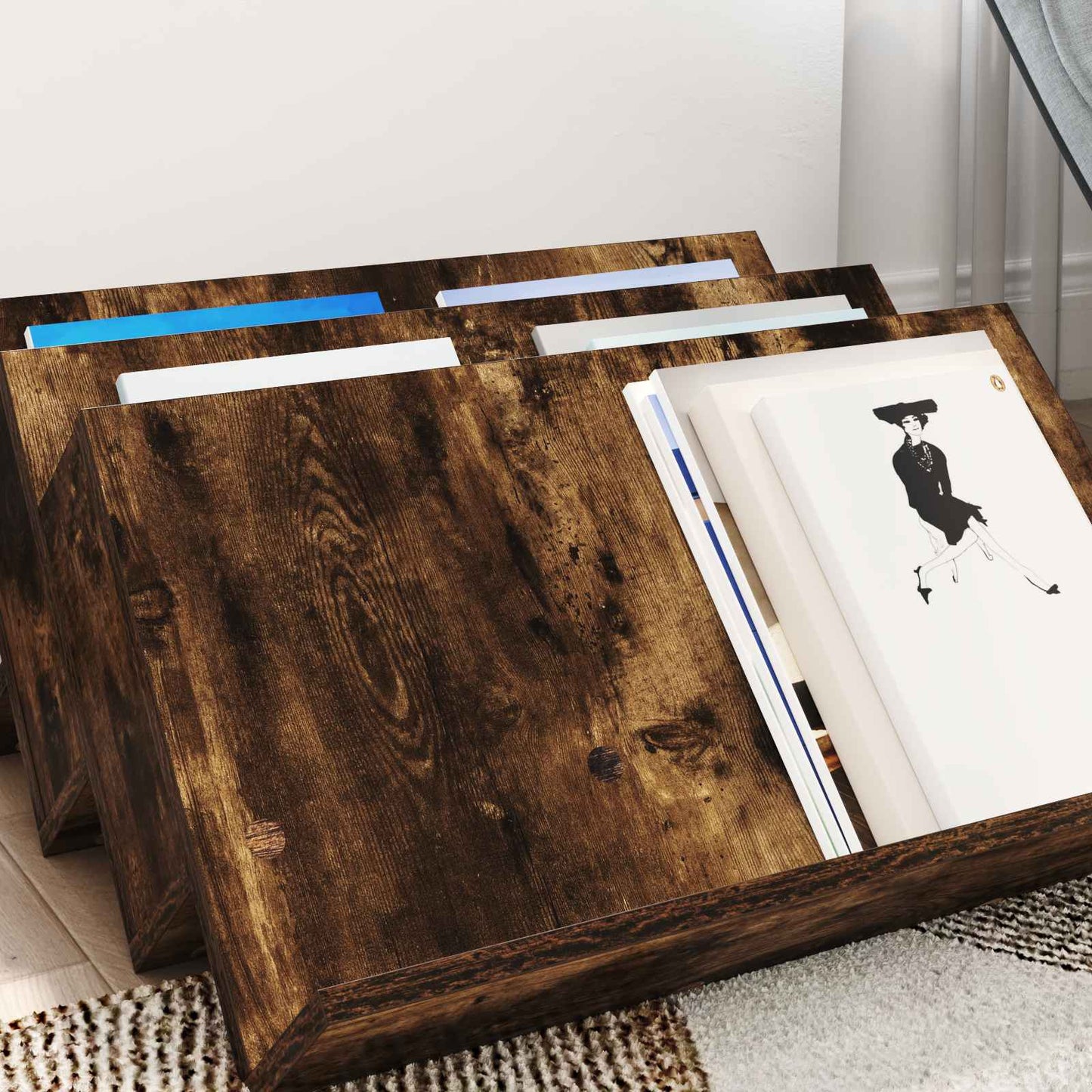 Magazine Rack Smoked Oak 65 x 53 x 28.5 cm Engineered Wood