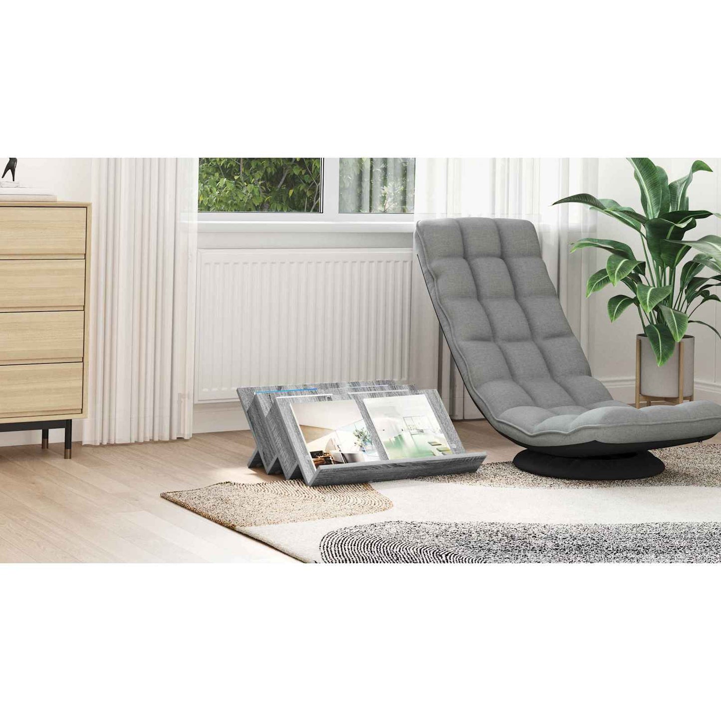 Magazine Rack Grey Sonoma 65 x 53 x 28.5 cm Engineered Wood