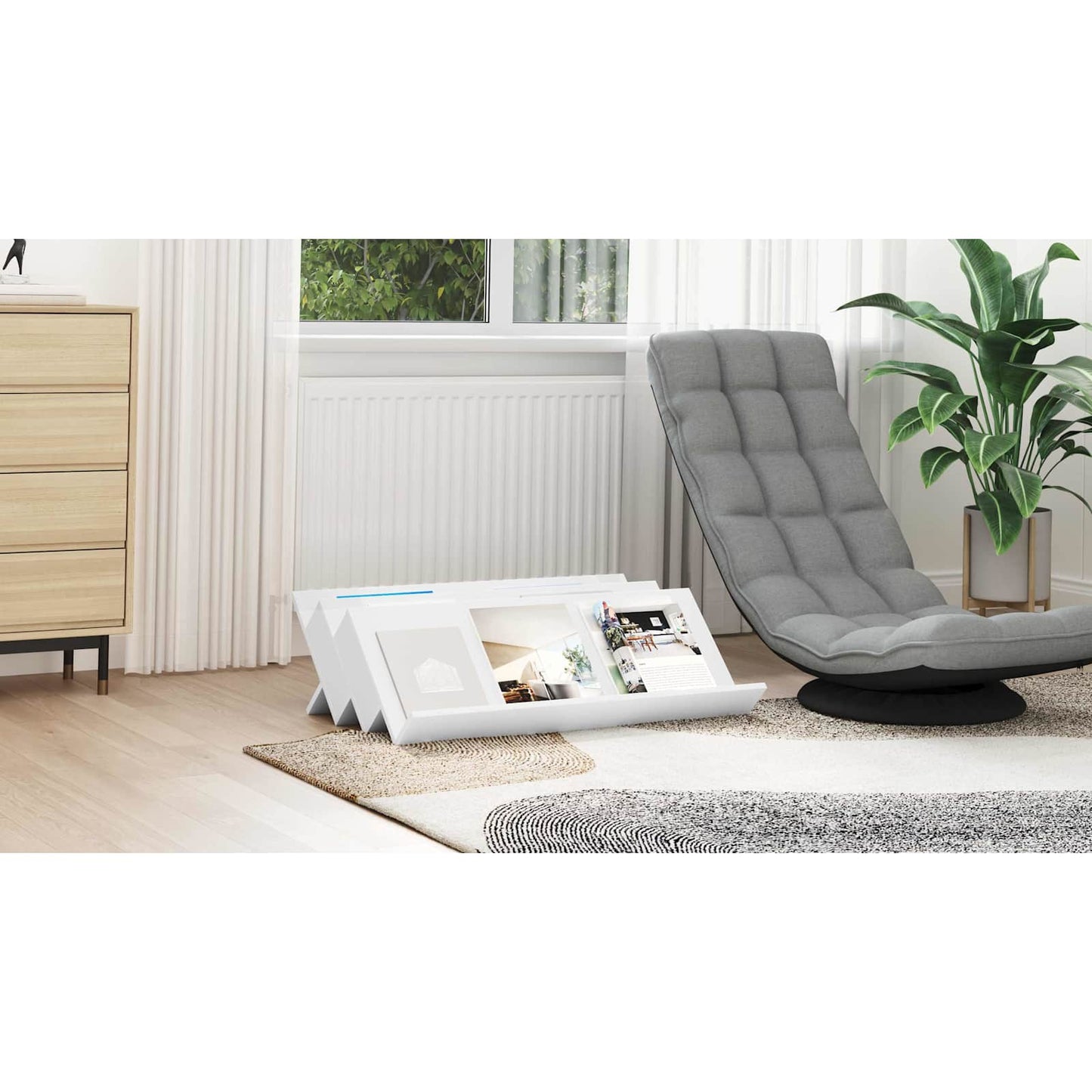 Magazine Rack White 90 x 53 x 28.5 cm Engineered Wood