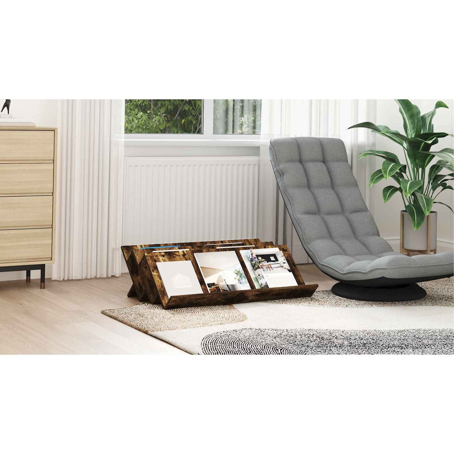 Magazine Rack Smoked Oak 90 x 53 x 28.5 cm Engineered Wood