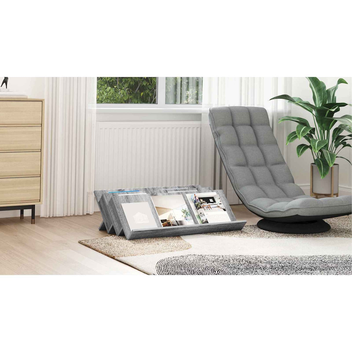 Magazine Rack Grey Sonoma 90 x 53 x 28.5 cm Engineered Wood
