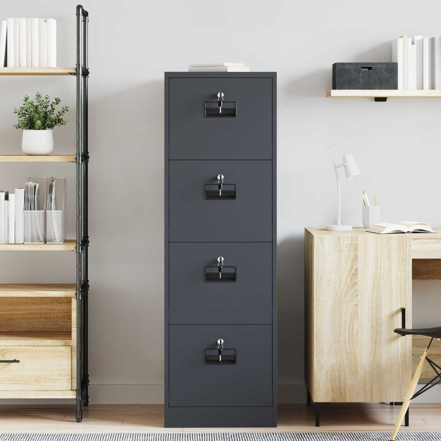 File Cabinet with Drawer 2 pcs Anthracite 44 x 50 x 139 cm