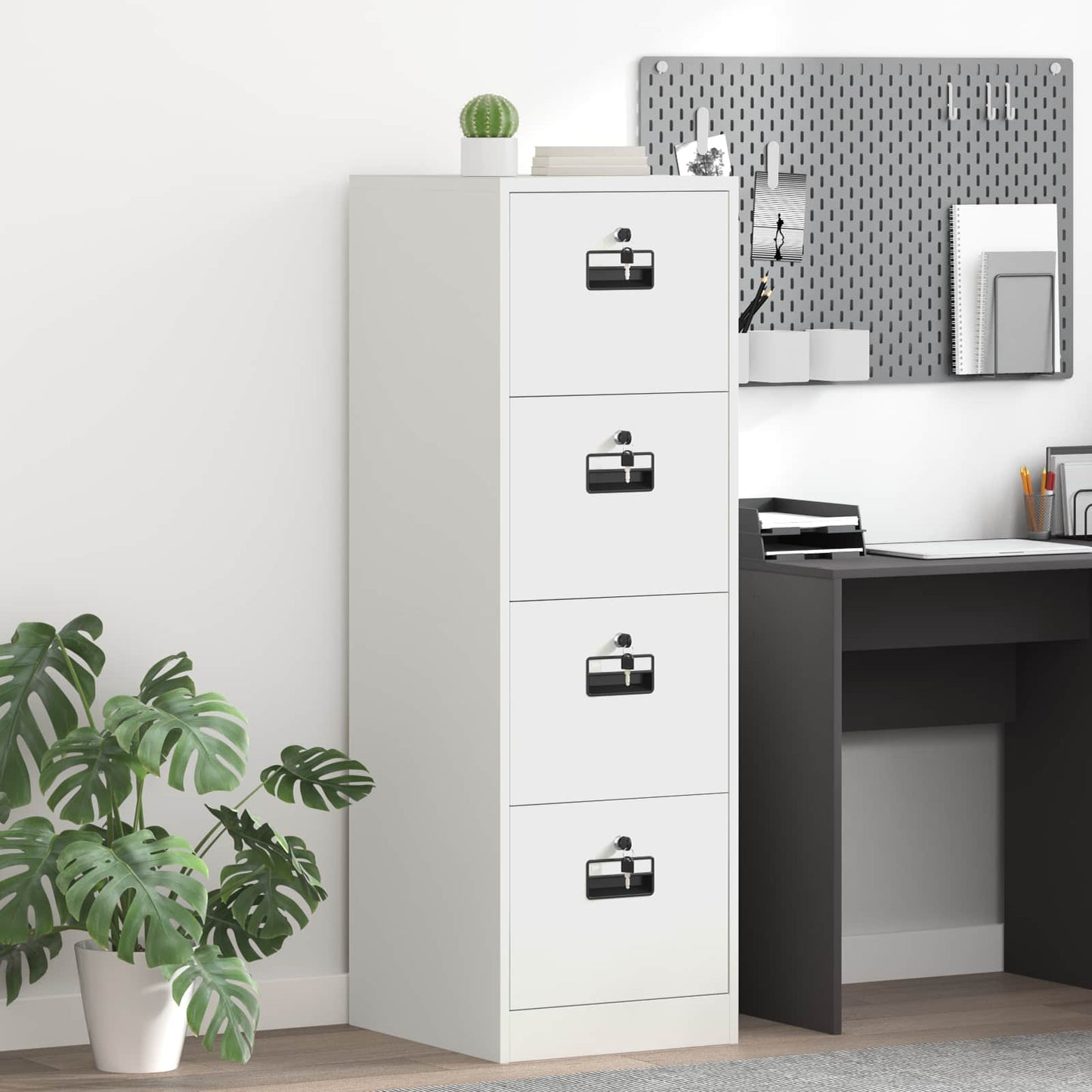 File Cabinet 2 pcs White 44 x 50 x 139 cm Cold-Rolled Steel