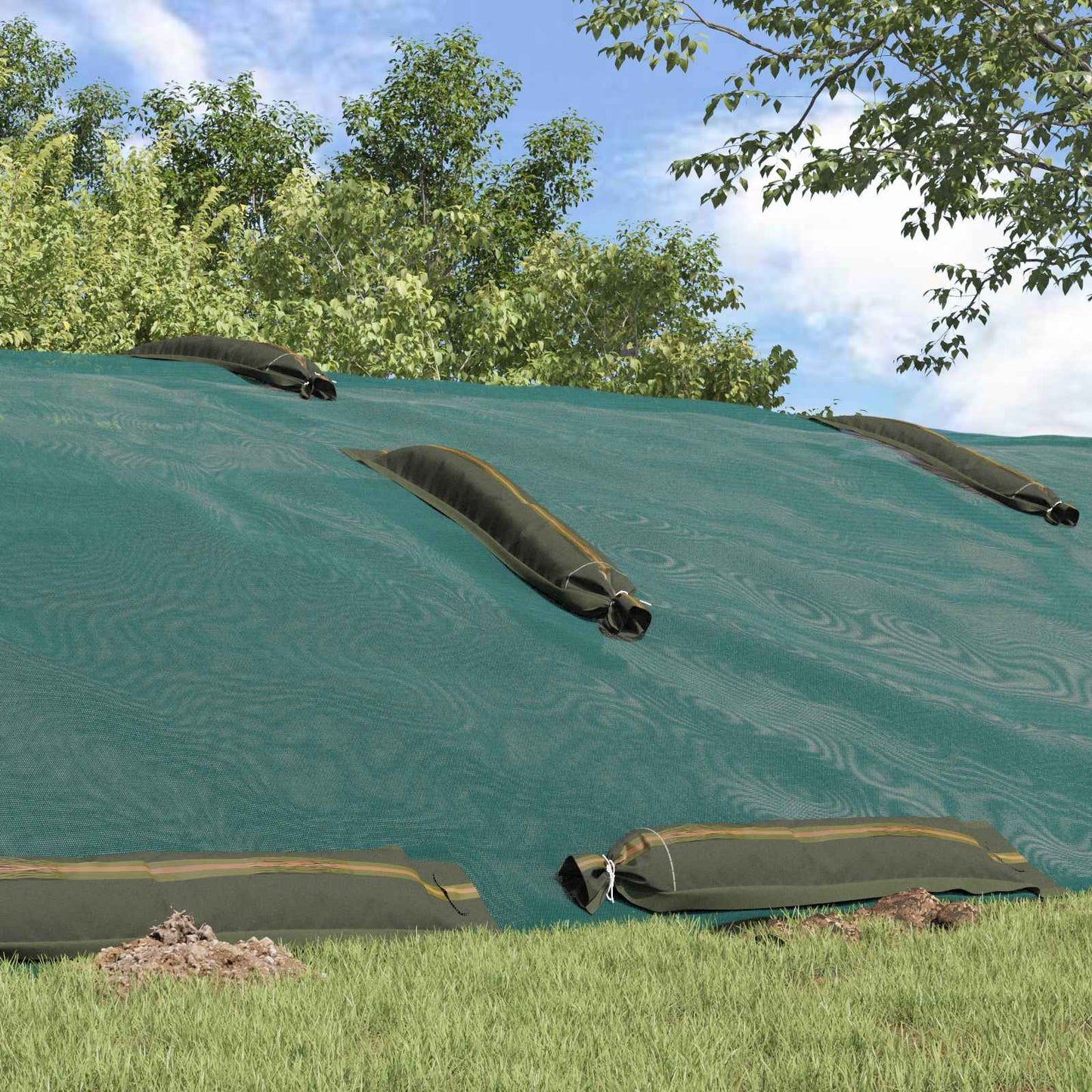 Sandbags 50 pcs Dark Green 120 x 27 cm HDPE
