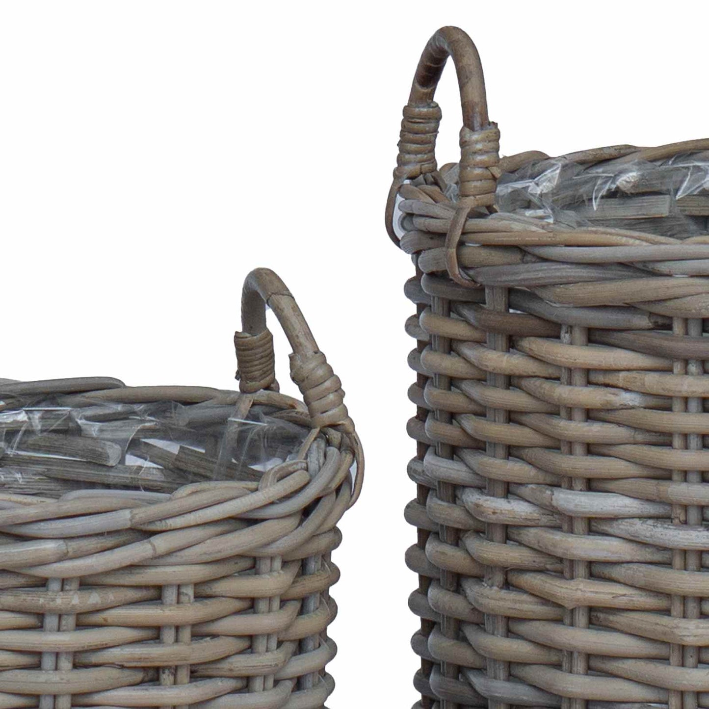 Planter Basket with Storage 2 pcs Grey Lacak Rattan