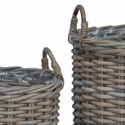 Planter Basket with Storage 2 pcs Grey Lacak Rattan
