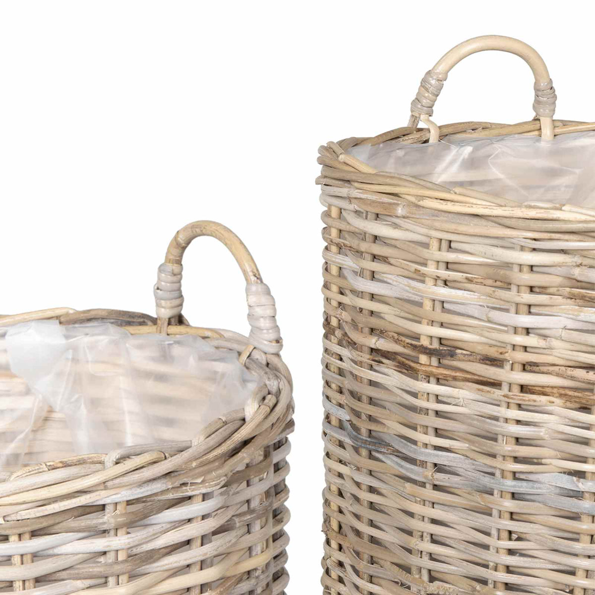 Planter Basket GENDT 2 pcs Natural Grey Kubu Rattan