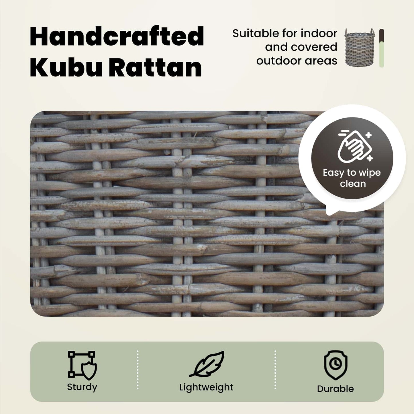 Planter Basket with Storage 2 pcs Natural Grey Kubu Rattan