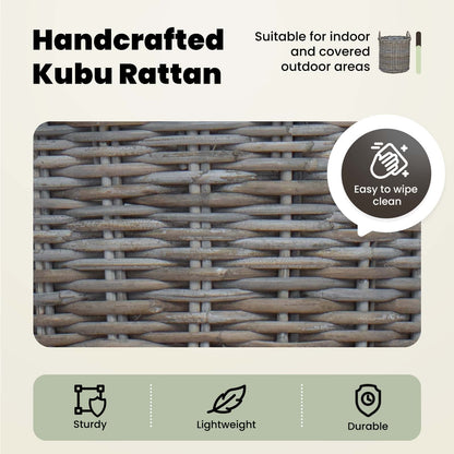 Planter Basket with Storage 2 pcs Natural Grey Kubu Rattan