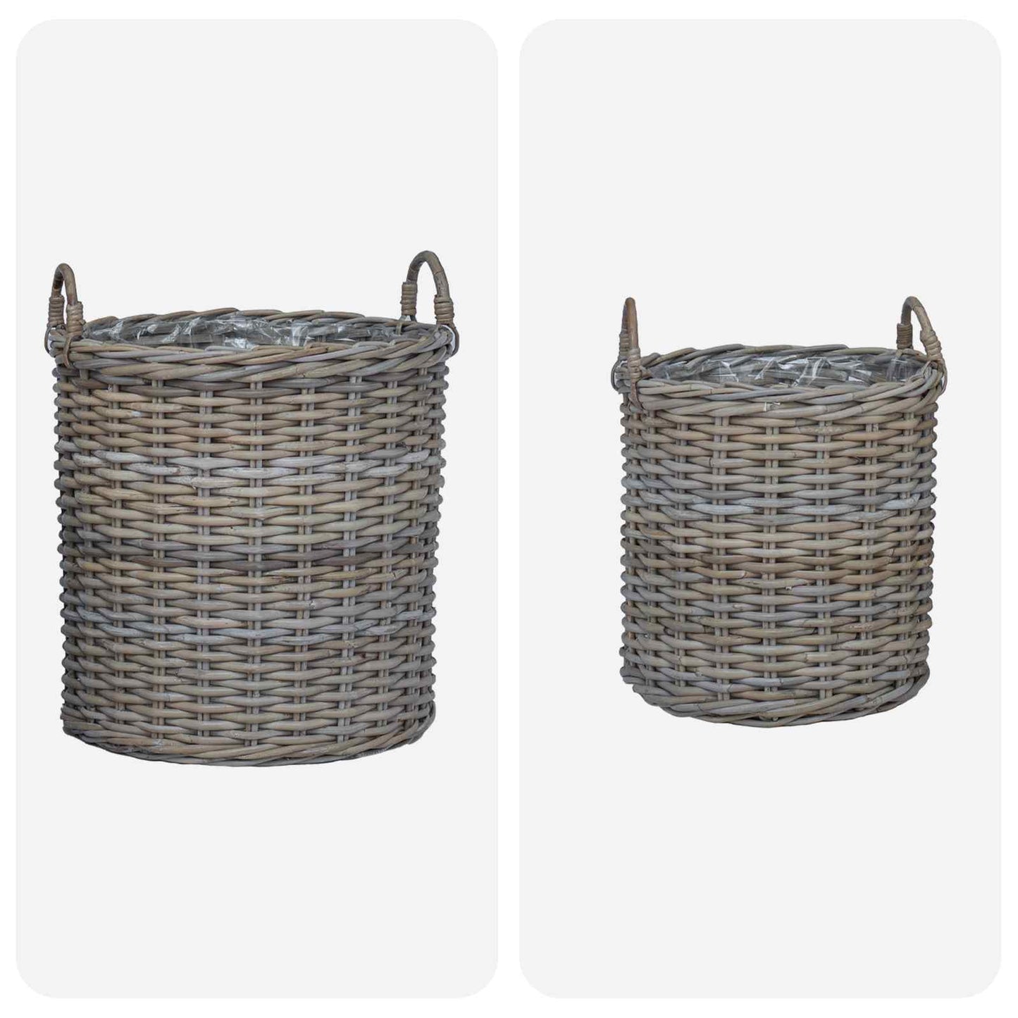 Planter Basket with Storage 2 pcs Grey Lacak Rattan