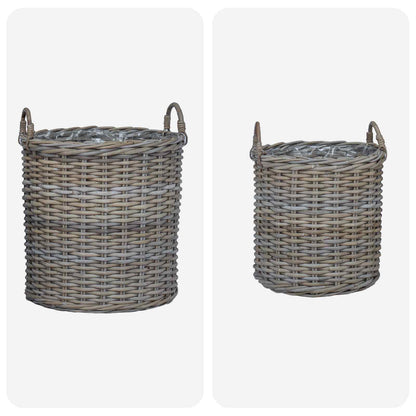 Planter Basket with Storage 2 pcs Grey Lacak Rattan