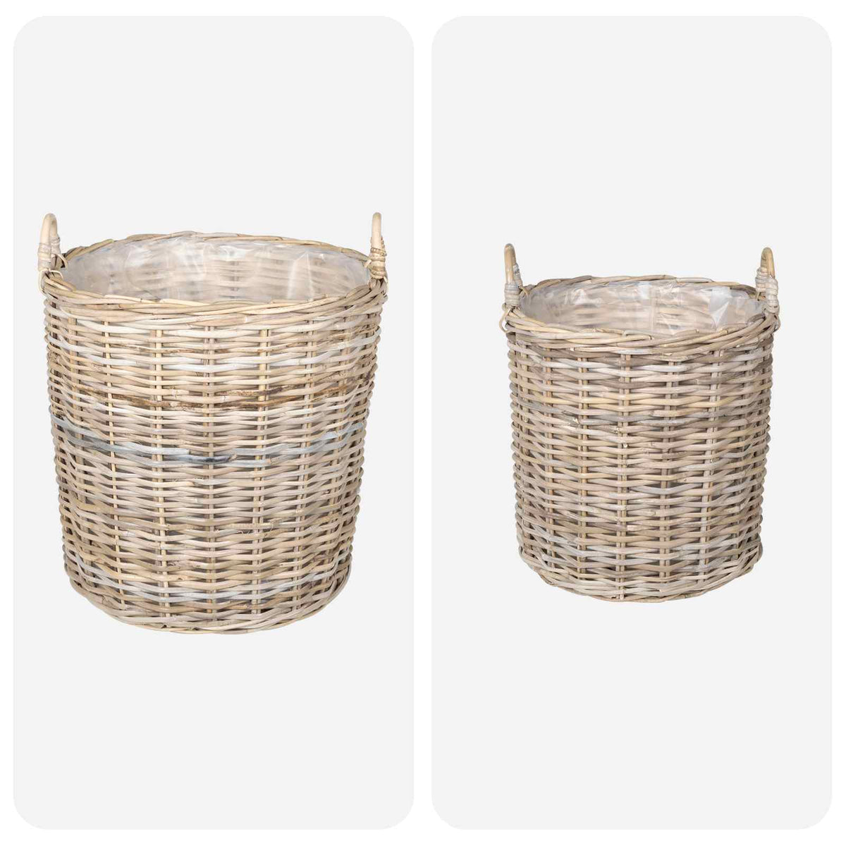 Planter Basket GENDT 2 pcs Natural Grey Kubu Rattan