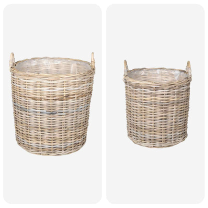 Planter Basket GENDT 2 pcs Natural Grey Kubu Rattan