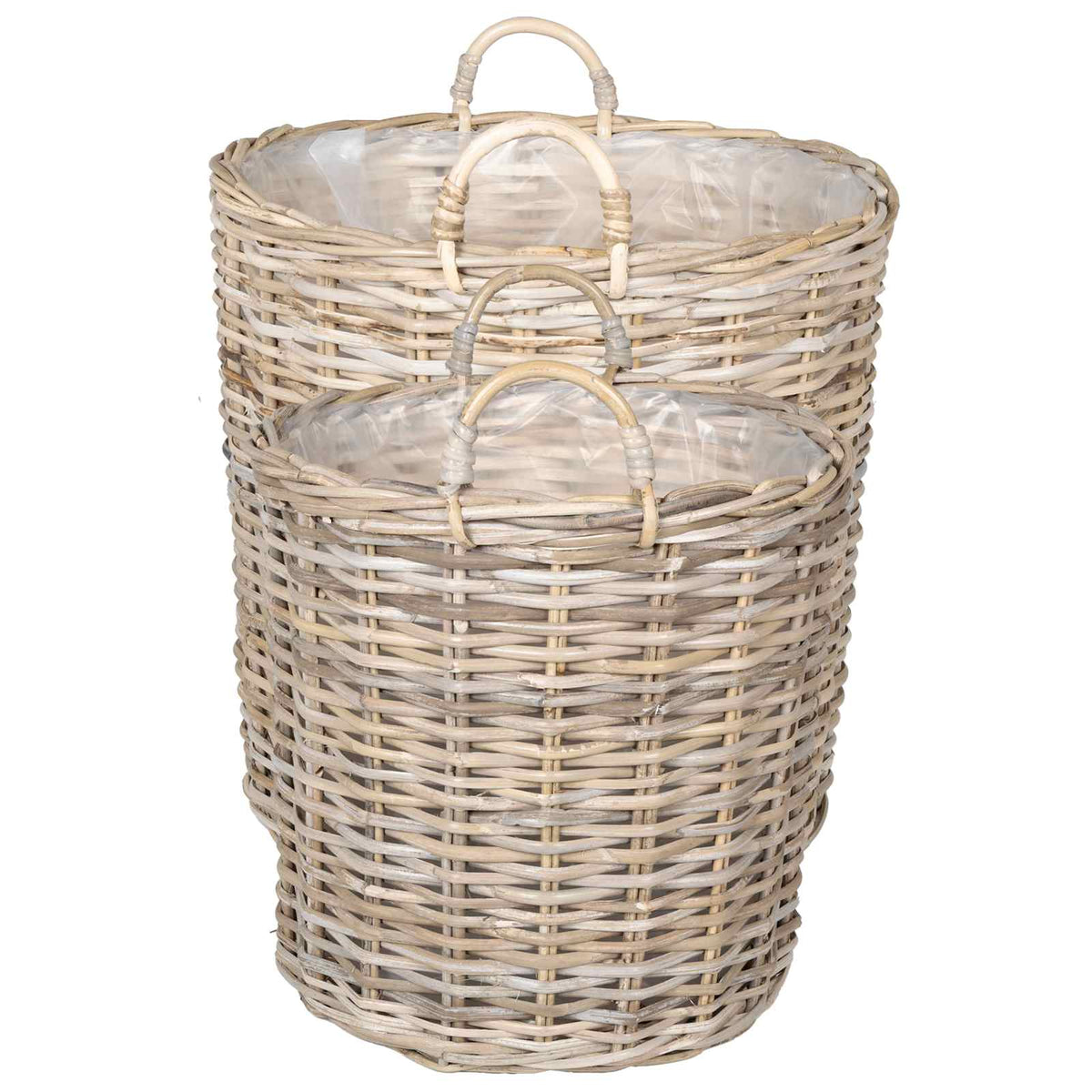 Planter Basket GENDT 2 pcs Natural Grey Kubu Rattan