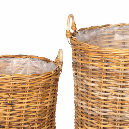 Planter Basket with Storage 2 pcs Brown Lacak Rattan