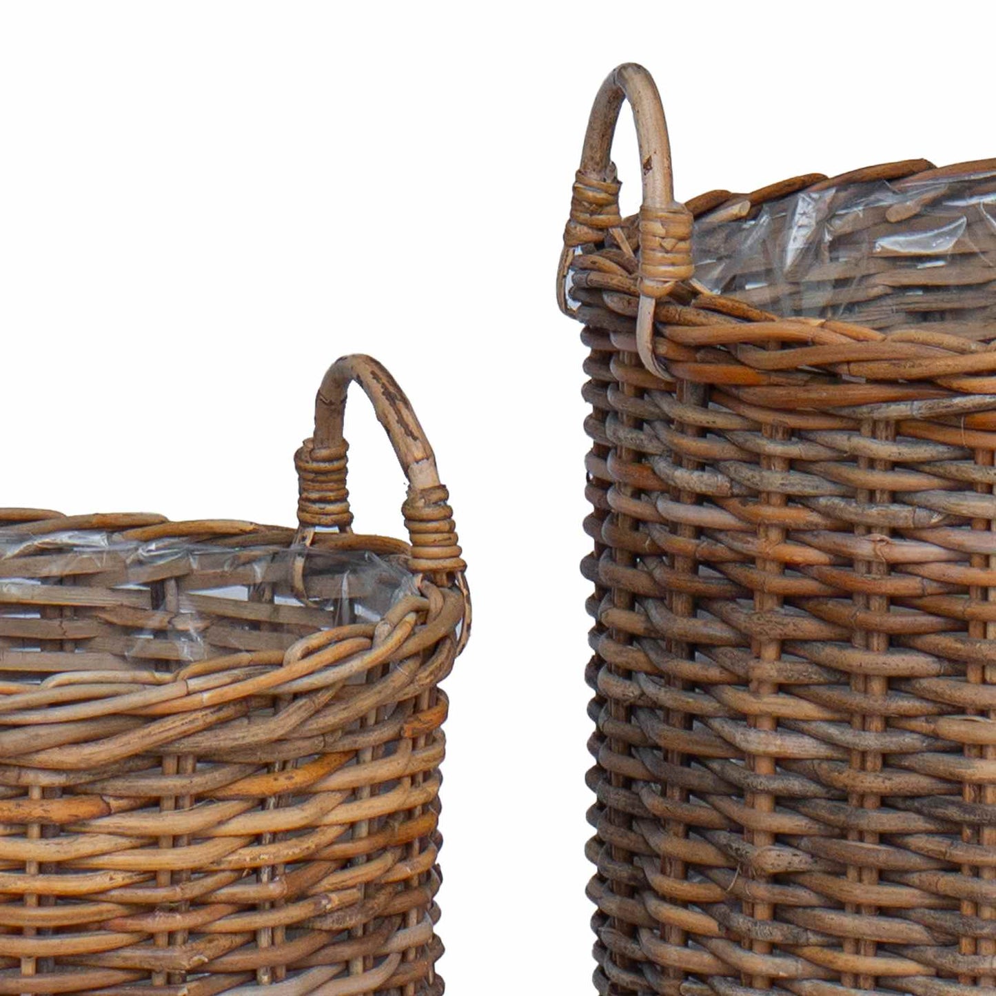 Planter Basket with Storage 2 pcs Brown Lacak Rattan