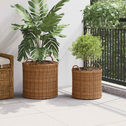 Planter Basket with Storage 2 pcs Brown Lacak Rattan