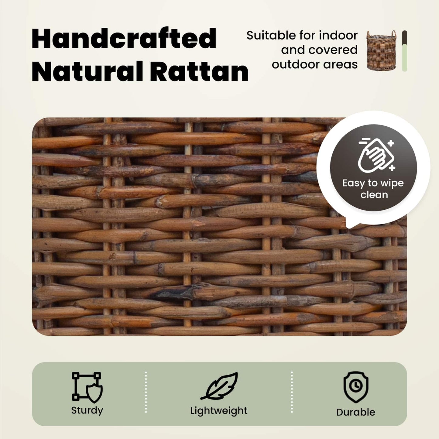 Planter Basket with Storage 2 pcs Natural Brown Kubu Rattan