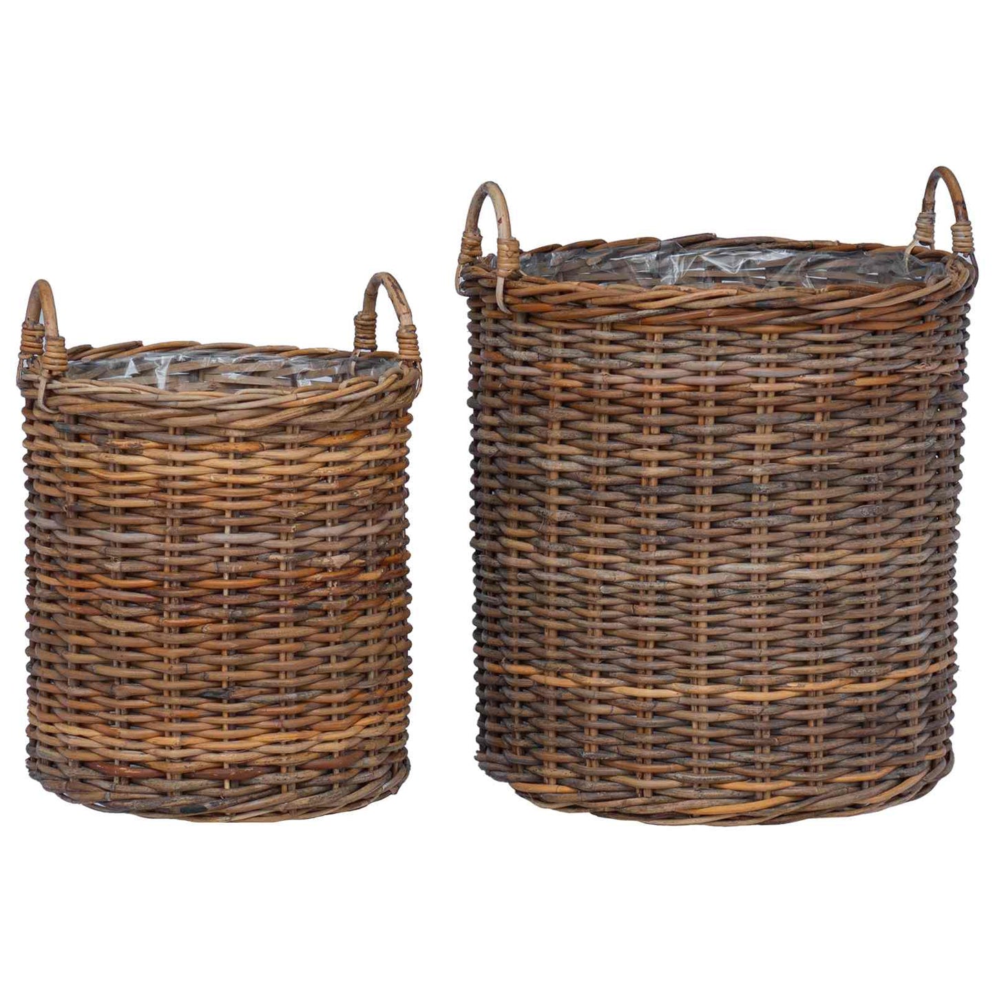 Planter Basket with Storage 2 pcs Natural Brown Kubu Rattan