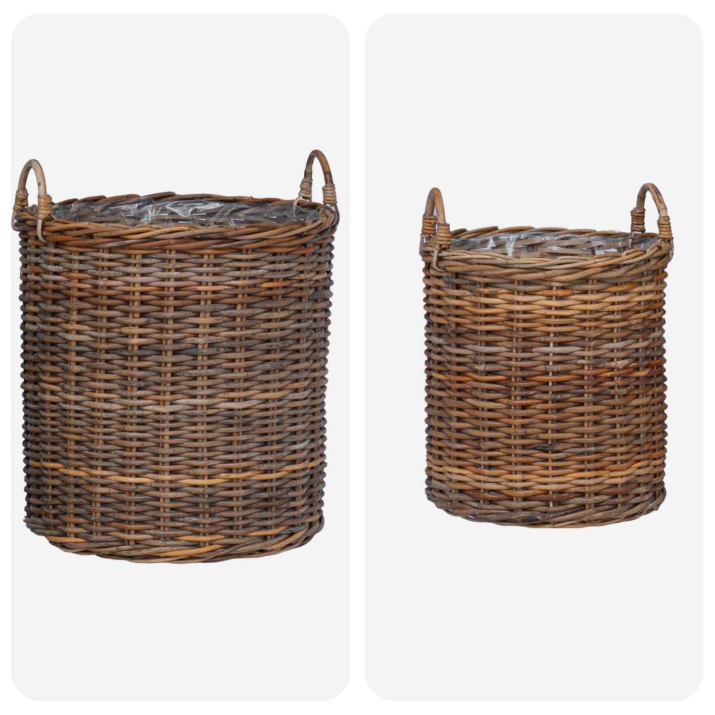 Planter Basket with Storage 2 pcs Brown Lacak Rattan