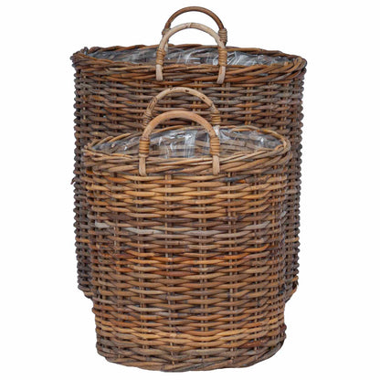 Planter Basket with Storage 2 pcs Brown Lacak Rattan
