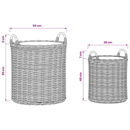 Planter Basket with Storage 2 pcs Brown Lacak Rattan