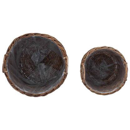 Planter Basket with Storage 2 pcs Brown Lacak Rattan