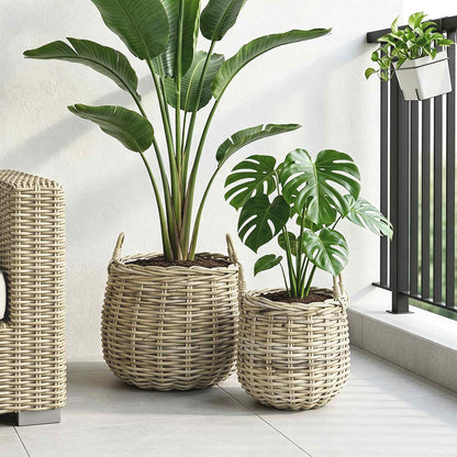 Planter Basket GENDT 2 pcs Natural Grey Kubu Rattan